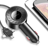 3-in-1 Retractable Universal Car Charger for iPhone, iPad, Samsung Galaxy and Google Pixel