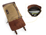 ECOSUSI Unisex Vintage Canvas Leather Rucksack Travel Bags- Fits laptop up to 15.6"