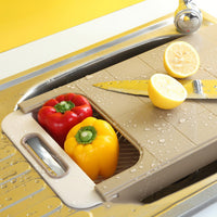Good Cooking Over The Sink Cutting Board with Collapsible Colander and Extra Long Extension